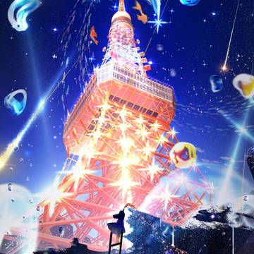 TrickOrTreat2024, scenery, illustration / 夜空を描く-時の画家-
