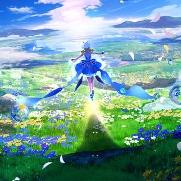scenery, original, background / 無限に広がる世界と浮遊コーデのニキちゃん