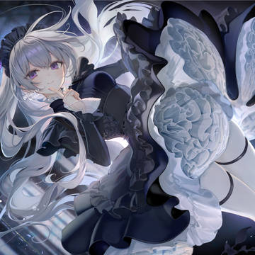 girl, white hair, young girl / 💜🦋🖤