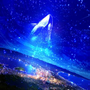 scenery, starry sky, background / 星が輝く-函館山-