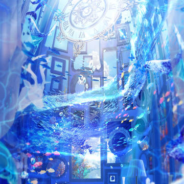 scenery, original, background / ひみつの青い部屋 ※タップ推奨
