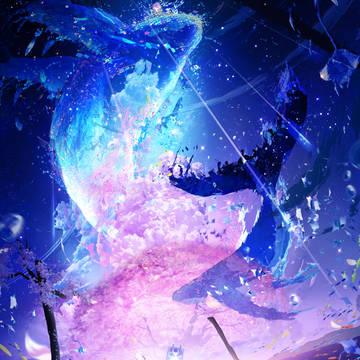 scenery, illustration, sakura / 1♡1RTごとにリアルに1年成長する桜 2万5000年の