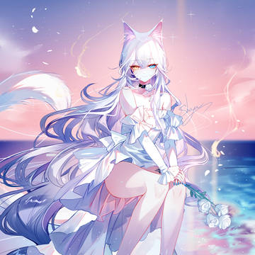 pixivSakuraEffect, girl, white hair / Day11