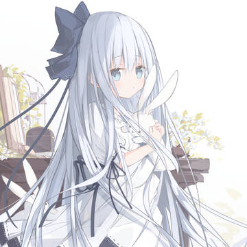 original, white hair, girl / しろうさぎ