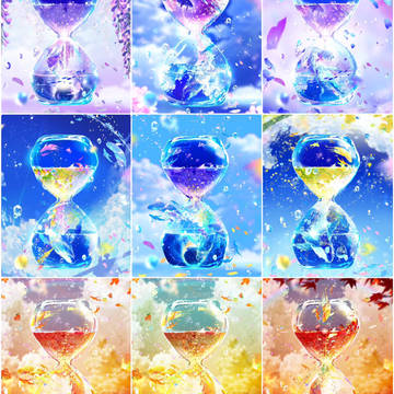pixivGlowEffect, original, illustration / 季節を告げる水時計シリーズ