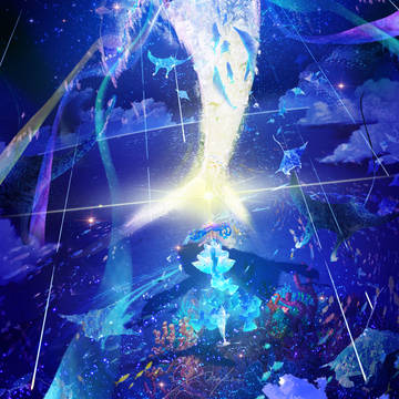 pixivGlowEffect, scenery, background / 流星に願う海の歌姫