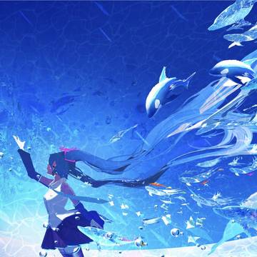 hatsune miku, Magical Mirai, scenery / ネオンライトの海を往く