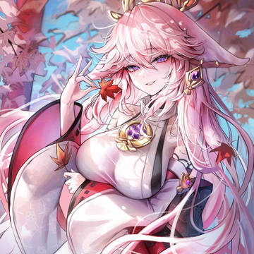girl, breasts, GenshinImpact / YaeMiko