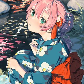 girl, creation, yukata / 雲蘭ちゃん 浴衣のすがた