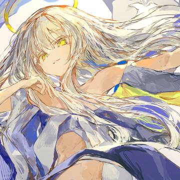 original, silver hair, angel's halo / Ἀγλαΐα