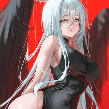 girl, torn stockings, wings / 😈🖤👼