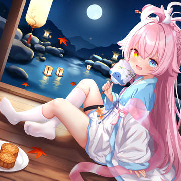 Blue Archive, BlueArchive, girl / 画了可爱的中秋星野!