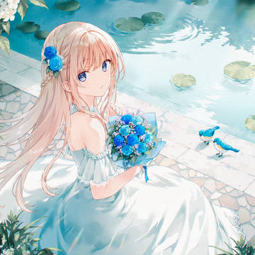 original, flowers and girls, white dress / Eden