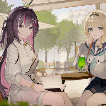 girl, young girl, virtual YouTuber / Cafe Terrace
