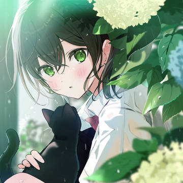 girl, cat and girl, rain / 「急な雨に降られて。」
