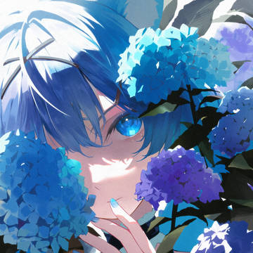 doujin, girl, hydrangea / san