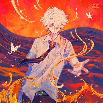 illustration, creation, white hair / 彼岸