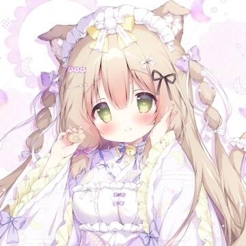 girl, animal ears, kimono / いっしょに食べよ💕