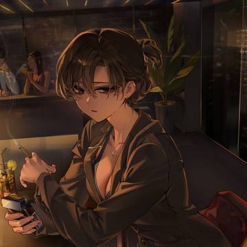 girl, original, OC / 「疲れたように見えるね、1本吸う?」