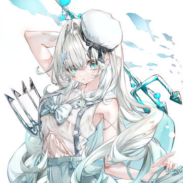 original, illustration, girl / shark