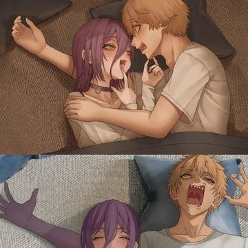 illustration, illustration, Reze / デンレゼいちゃこら腕枕(壊死)